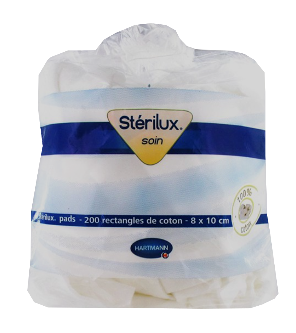 Sterilux pads Hartmann - 200 rectangles de coton 8 par 10 :   : Pharmacie française en ligne
